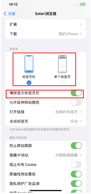 建平苹果手机维修分享Safari浏览器如何切换标签栏位置 